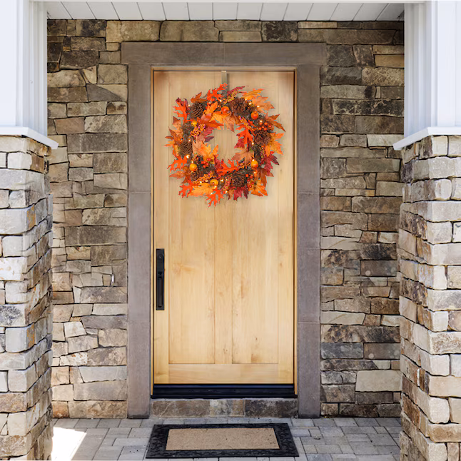 National Tree Company 2-ft 24-in Pre-lit Battery Harvest Artificial wreath